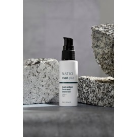 Natio Australia Men Plus Dual Action Face and Beard Oil 30ml - Jojoba, Argan & Sweet Almond Oil - Softening, Fast Absorbing & Nourishing - Made in Australia