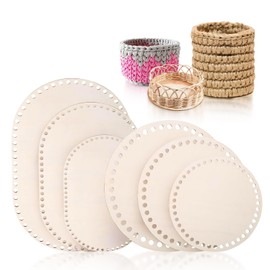 Pack of 6 Basket Base for Crocheting, Wooden Basket Base, DIY Basket Base Set, Natural Wood Basket Base, Oval/Round Wooden Base for Crocheting for DIY Basket Weaving, Supplies Crafts