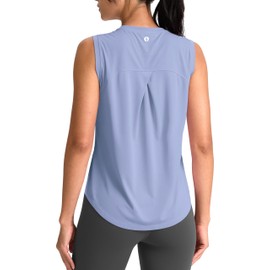SANTINY Women's Sleeveless Workout Tops Breathable Lightweight Active Tennis Yoga Shirts Athletic Running Tank Tops for Women (Light Blue_M)
