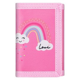 JONYEE Kids Wallet for Boys Girls 3-14, RFID Trifold Novelty Wallet with Zipper and Key Chain, Outdoor Purse with Coin Pocket and ID Window, Card Holders for Toddler Children Gifts -Rainbow