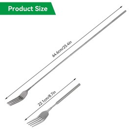 Stainless Steel Extendable Dinner Fork, 9.1-24.8in 6 Sections Telescopic Long Handle Fork Cutlery Extention Retractable Dinnerware for Dessert Meat Sausages