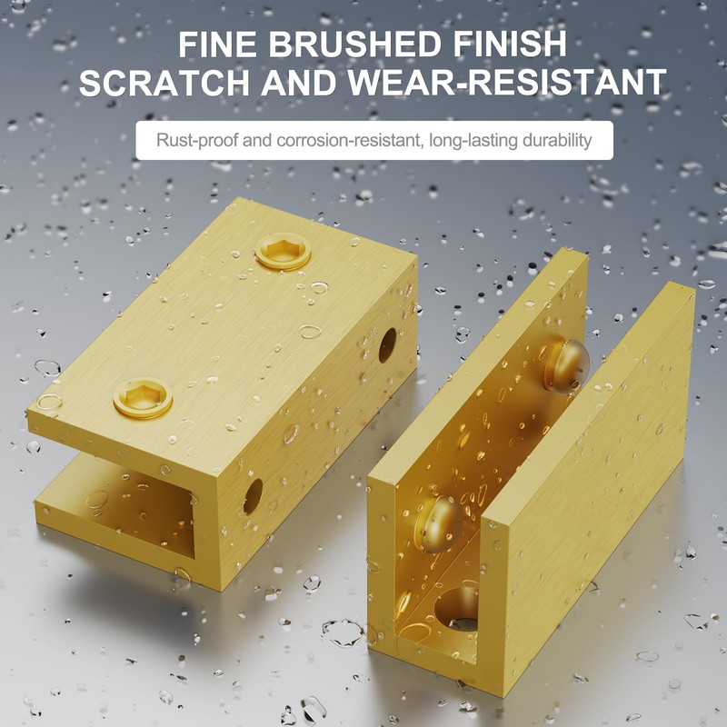 Ranbo 2 Pcs Solid Brass Glass Shelf Brackets, Heavy Duty