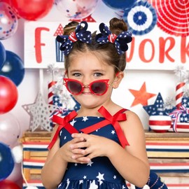 Fourth of July Baby Hair Clips Bows for Girls Patriotic Star Alligator Ribbon Hair Clips Girls Independence Day Hair Accessories Baby Hair Bows Toddler Clips Navy