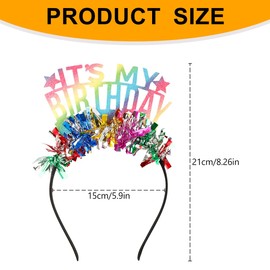 Lotsdonxia 1 Pcs Colorful Tassel Birthday HairBand, Its My Birthday Party Headband, Glitter Tiara for Girls' Birthday Decoration Kids Party Accessories