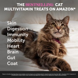 Pet Honesty Pet Honesty Cat Multivitamin Crunchy & Creamy Chews - Cat Treats for Health + Immune, Joint Support, Skin & Coat, & Digestion - Vitamins with Omega 3s, Lysine & Probiotics (30 Day Supply)