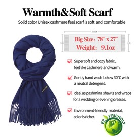 Arctic Penguin Pashmina Scarf, Cashmere Stole, Women's Shoulder Scarf, Wedding Cashmere Shawl, Men's Wrap for Winter, Men's Shawl, 200 x 70 cm - navy, size: l