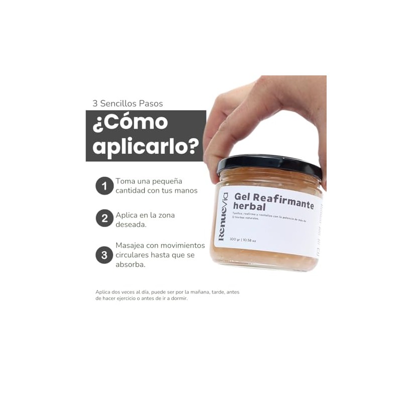 Gel Reafirmante Herbal, 300 g, Fórmula Natural con Mentol y