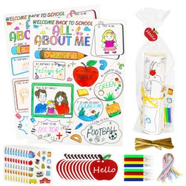 Back to School Gifts for Students with All About Me Posters Elementary, First Day of School Gift for Star Student Poster, Student of the Week Poster, Paint Pen, Sticker, Party Favor Bag Supplies Bulk