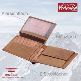 FFelsenfest Wallet with Scooter Motif, RFID Protection, Approx. 12.5 x 10 x 2.5 cm, brown, coin purse