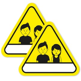 2 reflective children's finder stickers, fire brigade, 10 cm, yellow, sticker for door, hin789