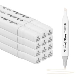 PATIKIL Dual Tip Alcohol Art Markers, 12 Pcs White Barrel Alcohol Markers with Brush Tip and Fine Tip for Illustration Artist Adult Coloring Drawing Permanent Sketching, Transparent