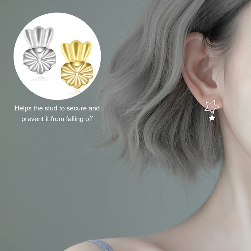 Earring Lifters, 3 Pairs Adjustable Hypoallergenic Earring Backs for Droopy