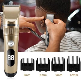 Hair Clippers for Men, Hair Trimmer Rechargeable Electric Shaver Beard Barber Hair Cutting Machine for Men Hair Cut (Color : Gold)
