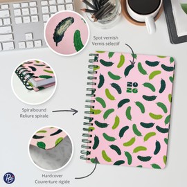 Pierre Belvédère - 2026 Bilingual Yearly Planner - 12 Months - Weekly Planner - 7.5" x 9.6" - Spiral Bound Hardcover - Daily Monthly Year Planner - Pickles - 442477