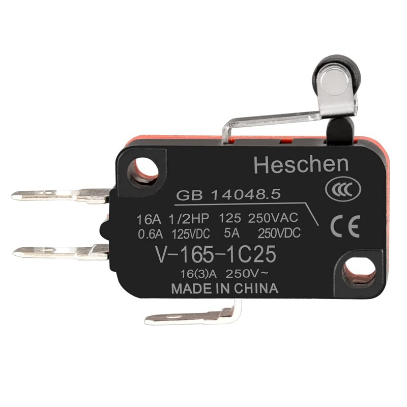 Heschen Micro Switch, V-165-1C25, SPDT, Short Roller Lever, 16A 250VAC,