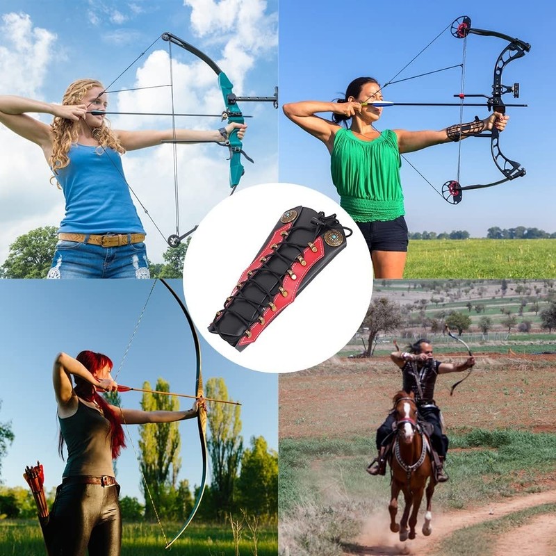 DONGKER Archery Arm Guards,Forearm Protection Guards Adjustable Leather Gauntlet Wristband