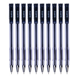 CLARO Technik Ballpoint Pens, BLACK, Fine Point (0.7mm), Pack of 10, Smooth Ball Pens, Pens for School Office Home Everyday Use