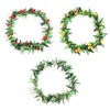 3pcs Assorted Color Hawaiian Leis Tropical Party Simulated Flower Leaf