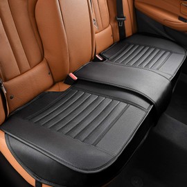 Back Seat Covers, Rear Seat Cushions, Auto Bench Protector with Breathable PU Leather and Non-Slip Bottom Universal for 4 Season (Black, 61" x 20. 5")