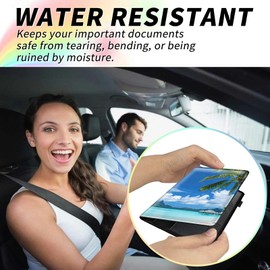 RWUTYTIUL Car Insurance and Registration Card Holder for Women Men, Car Accessories Documents Organizer PU Leather Paperwork Wallet Case for Driver's License Key Information Cards, Beach