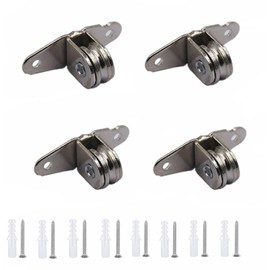 Pack of 4 Pulleys Steel Ropes for Ropes, Vertical Stainless Steel Cable Pulley, Pulley with 8 Expansion Screws, 60 mm Heavy Duty Castors Pulley for Washing Line, Fitness, Roller Doors