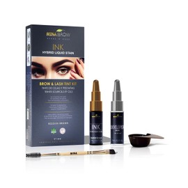MinaiBrow INK Hybrid Liquid Tint for Brow & Lashes Reddish Brown |Long Lasting Spot Coloring for Brow & lash |Instant Brow Hair Dye Tint Kit | 100% Gray Coverage - up to 14 Applications - 14ml
