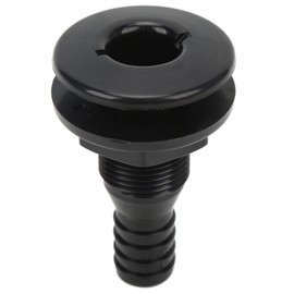Qiilu Thru hull fitting 3/4 Boat Through Hull Connector 3/4in ABS Plastic Hose Coupling Drain Outlet Accessory(black)