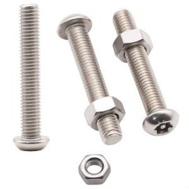 M3-0.5 x 20mm Button Torx Drive Head Machine Screws with Stainless Steel Hex Nuts, Torx with Pin Tamper Resistant Security Screws, 304 Stainless Steel 18/8, 50 Sets