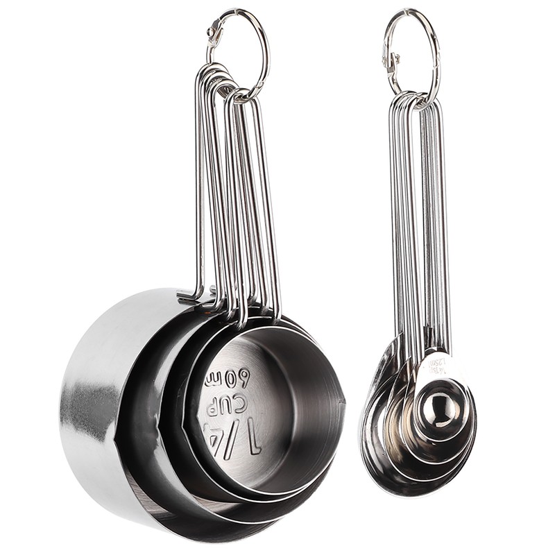 8Pcs/Set Stainless Steel Measuring Cup Spoon with Scales Kitchen Cooking