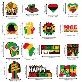 Whaline 15Pcs Juneteenth Decoration Magnets Yellow Green Red Refrigerator Magnets Decorative Freedom Day Fridge Magnetic Stickers Garage Magnet for Holiday Car Metal Door Decor