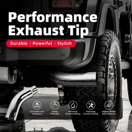 Exhaust Tip, 4 Inch Diesel Exhaust Tip Elbow Tip with clamps, 4 to 6 Inch Exhaust Chrome Exhaust Tips Elbow– Polished Diesel Exhaust Tip for Pickup Truck, Car, Truck