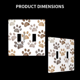 Moslion Brown Gray Paw 2-Gang Toggle Wall Plate Cat Dog Animal Footprint Pet Light Switch Covers for Kitchen Bathroom Men Women, LIGHTING-01