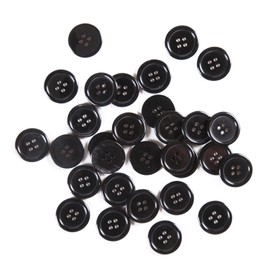 60 botones negros – 1 pulgada de resina de plástico con parte trasera plana, 4 agujeros, botones de costura para manualidades