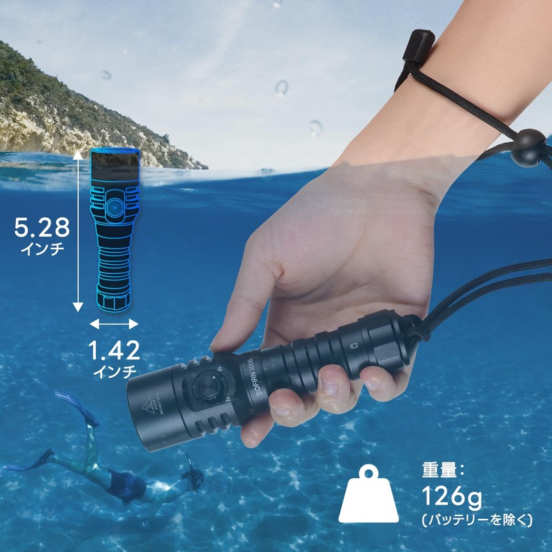 Sofirn Diving Light, SD06 Flashlight, Underwater Light, 3,200 Lumens, 472