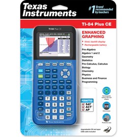 Texas Instruments TI-84 Plus CE Color Graphing Calculator, Bionic Blue