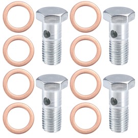 ACROPIX Motorcycle Hollow Bolt Screws with Washer Set Brake Hollow Screws Metric Screws Universal M12x1.5 32mm Long Silver Tone 12pcs