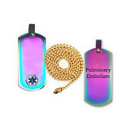 Pulmonary Embolism Medical Alert ID Dog Tag Pendant in Anodized Titanium
