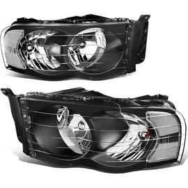 DNA MOTORING HL-OH-DR02-BK-CL1 Black Housing Clear Corner Headlights Compatible with 02-05 Ram 1500/03-05 Ram 2500 3500, Left & Right