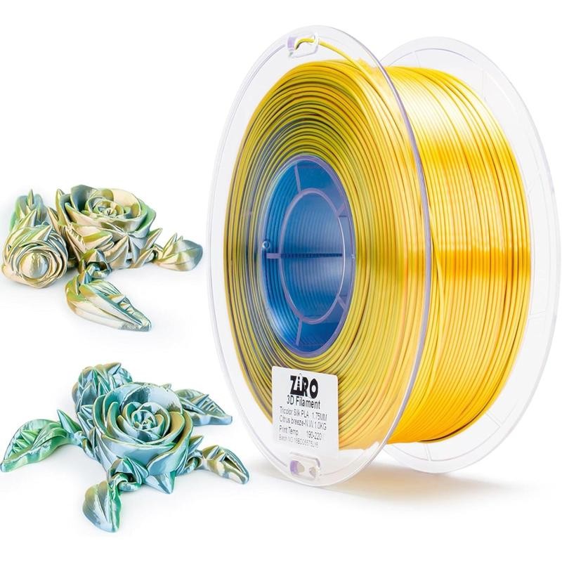 Ziro Tri-color/Co-Extrusion Silk PLA 3D Printer Filament 1.75mm:_(Tri-Color Silk) 'Gold