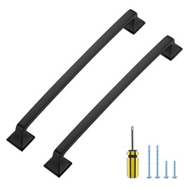 5 Pack Kitchen Cabinet Handles 7-1/2 Inch Hole Center Black Cabinet Pulls Solid Drawer Pulls for Kitchen Cabinet Door Handles Matte Black Arch Dresser Handles for Cabinets and Drawers