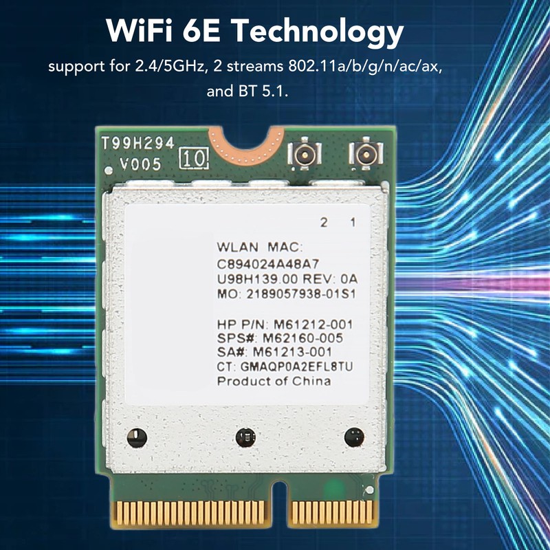 WiFi 6E Wireless Card 2.4G 5Ghz BT5.1 Plug and Play