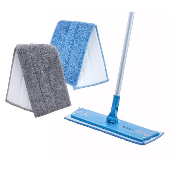 Superio Miracle Mop Set Microfiber Flat Mop Wet and Dust Mop for Hardwood, Laminate, Tile, Vinyl Plank, Flooring, Wall, with Aluminum Telescopic Handle, and Velcro Microfiber Mop Pad