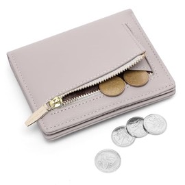 portafolios pequeña para mujer, con bloqueo RFID, bolsillo doble, delgada, compacta, para mujer, Gris, Pequeño, Cartera Rfid