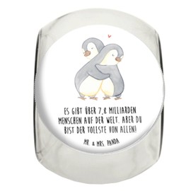 Mr. & Mrs. Panda Bonbonglas Pinguine Kuscheln L 870ml - Geschenk, Müslidose, Heiraten, Jahrestag, Geschenk für Freundin, Snackdose, Hochzeitstag,