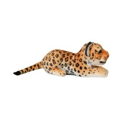 Tikwisdom Lying Cheetah Doll, Plush Toy - Plush Toy Leopard, Plush Toy Cat, for Jungle Theme, Decoration, Cuddling, Gifts for Boys and Girls (Yellow 25 cm)