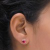 Oval & Round Cut Simulated Ruby & White Cubic Zirconia