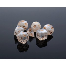CREEBUY DND Dice Set 7Pcs Transparent Mix White Cloud Dice for Dungeon and Dragons D&D RPG Role Playing Games Polyhedral Dice