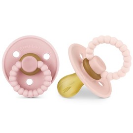 Luladream Chupete - Pezón de goma natural - Mango de dentición - para bebés y niños pequeños (rosa blush + pétalo de rosa)