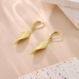 ASH'S CHOICE Silver 925 Earrings Hanging Hypoallergenic French Small Hoop Earrings with Pendant Double Twisted / Spiral / Leaf / Water Drop Long Earrings Boho Women