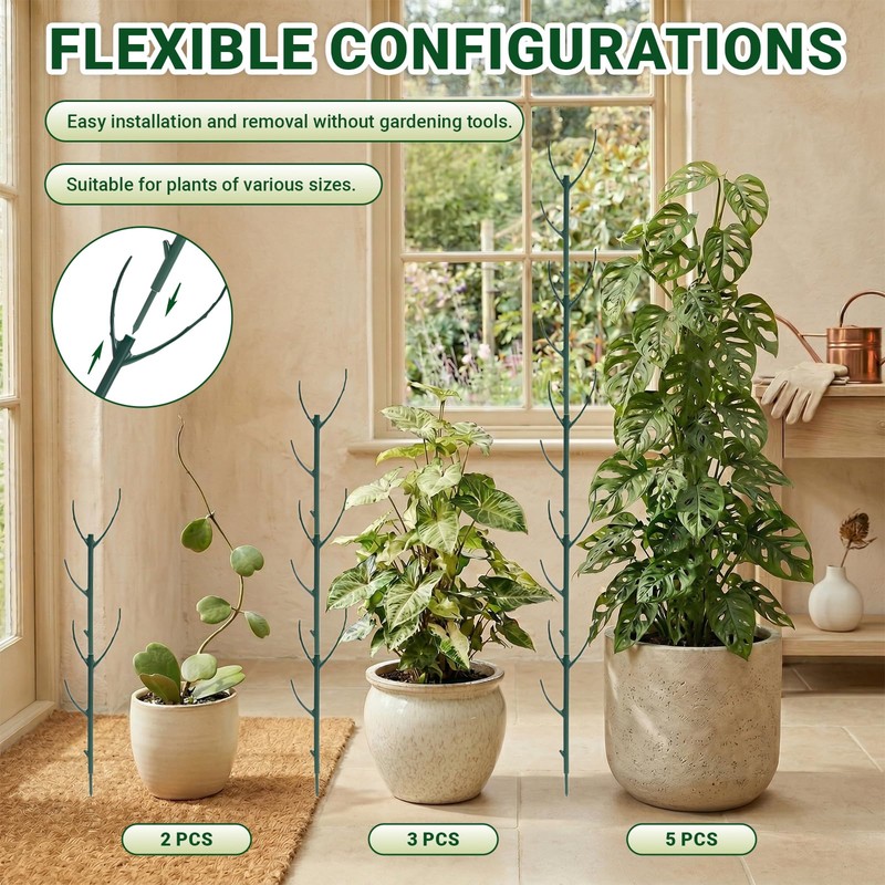 5pack Monstera Plant Support – Stackable Indoor & Outdoor Support,